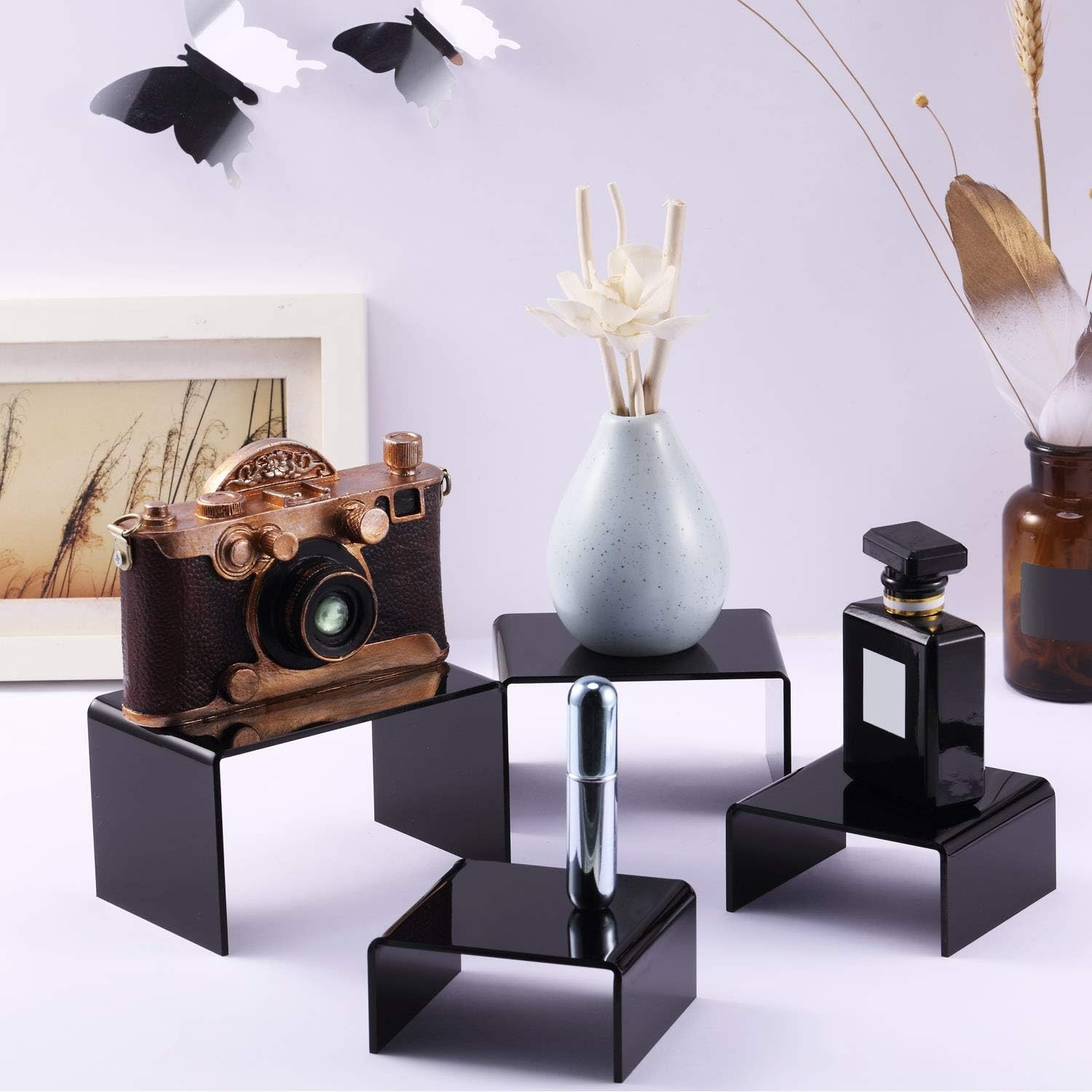 Chuangdi 2 Sets Acrylic Display Risers, Product Stand, Jewelry Display Riser She