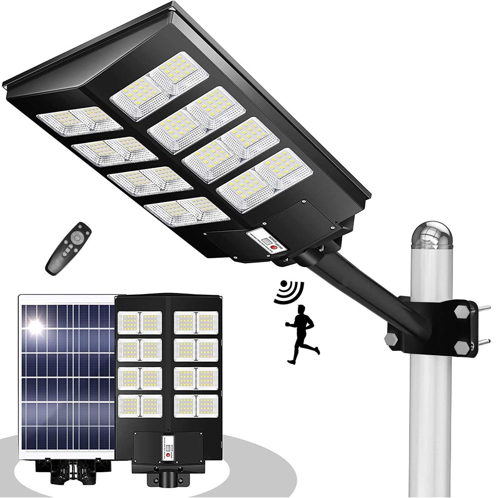 2PCS 990000000LM 1000W Watts Commercial Solar Street Light Parking Lot Road Lamp
