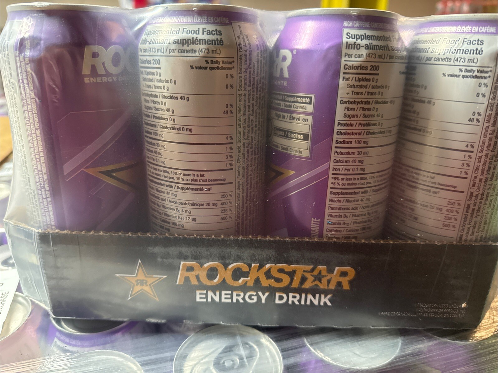 Rockstar Revolt Grape Energy Drink 16oz Each 12 Cans Collectors Item BBD 02/2026