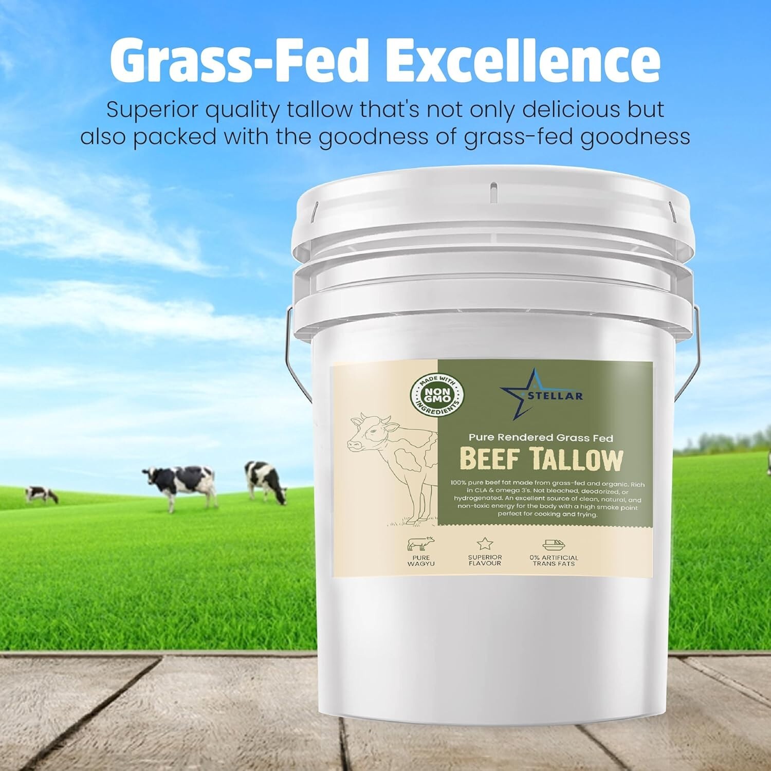 Beef Tallow - 100% Grass-Fed & Finished - Good for Cooking, Baking ~ 2 Pounds