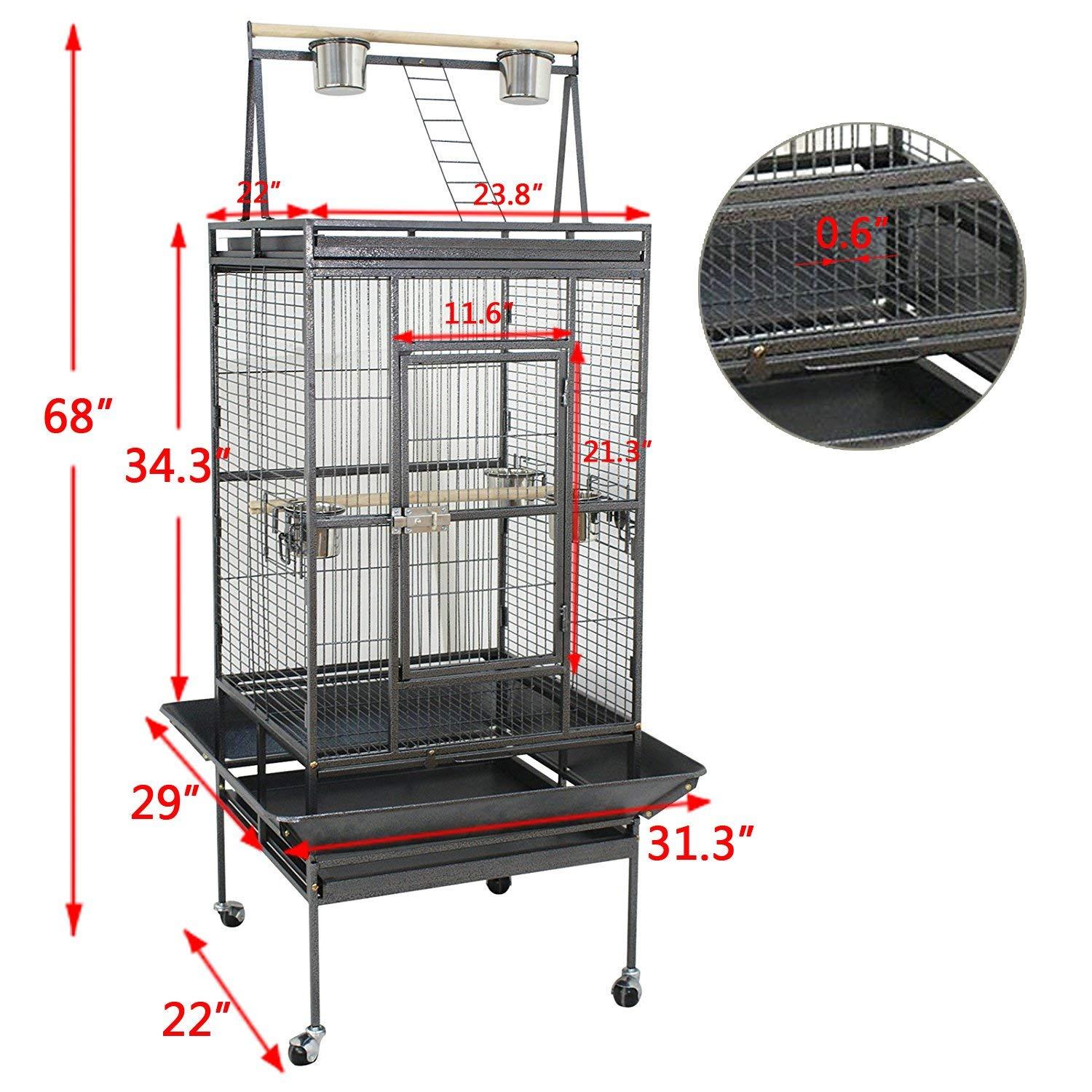 68" Large Bird Cage Play Top Parrot Finch Flight Cage Macaw Cockatoo Pet Supply