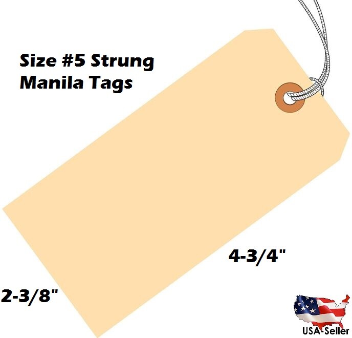 Manila Tags With String Hang Shipping Label Scrapbook Strung Sizes 1 2 3 4 5 6