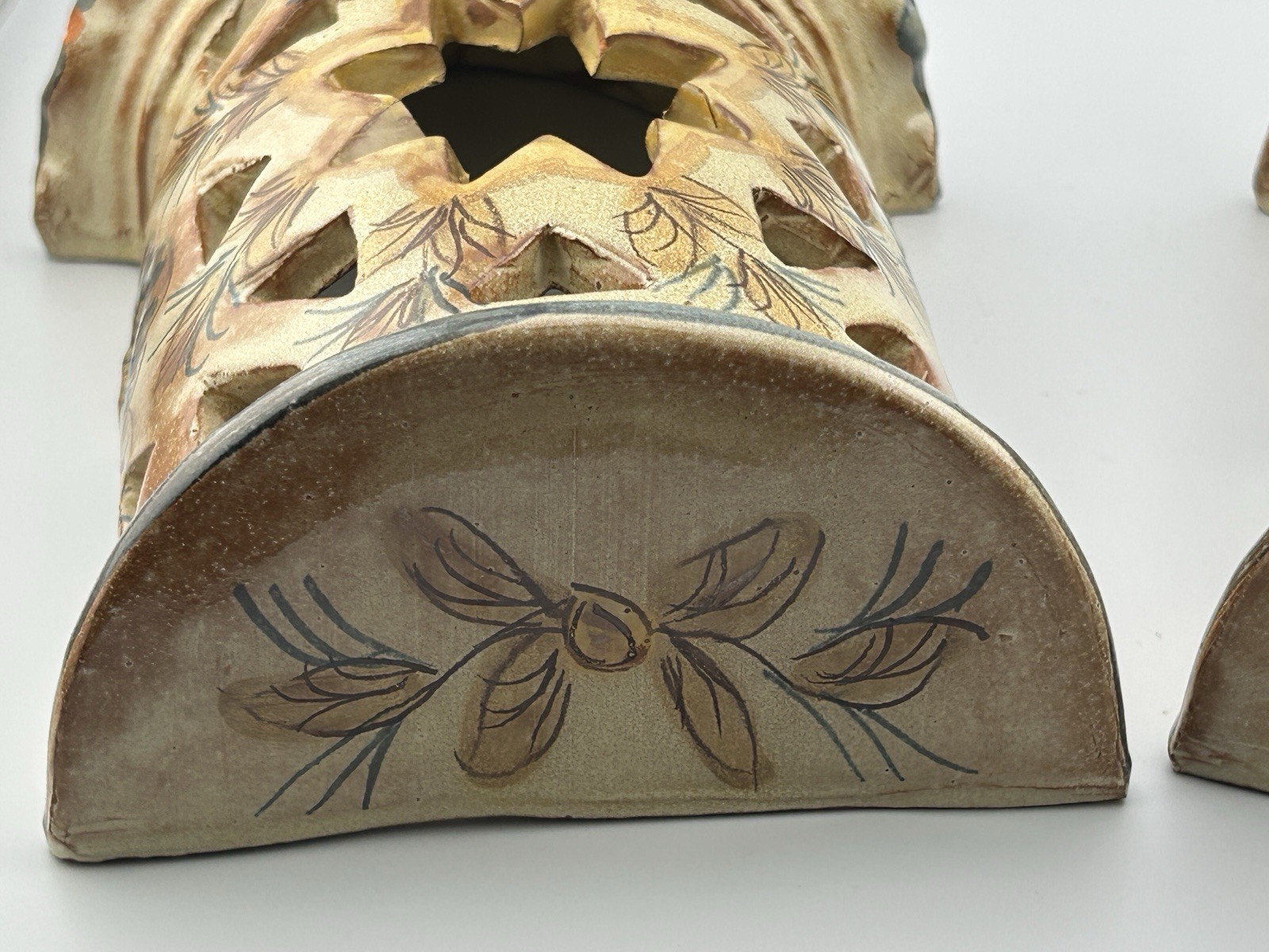 Vintage Portuguese Algarve Olaria de Almancil Pierced Ceramic Wall Lantern Alice