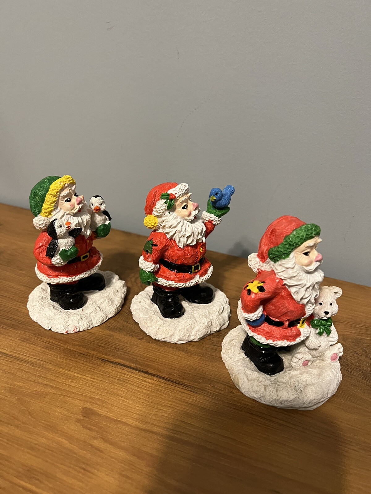Santa & Friends Lot Of 3 Christmas Figurines 1998 By Hermitage Pottery 4.5”