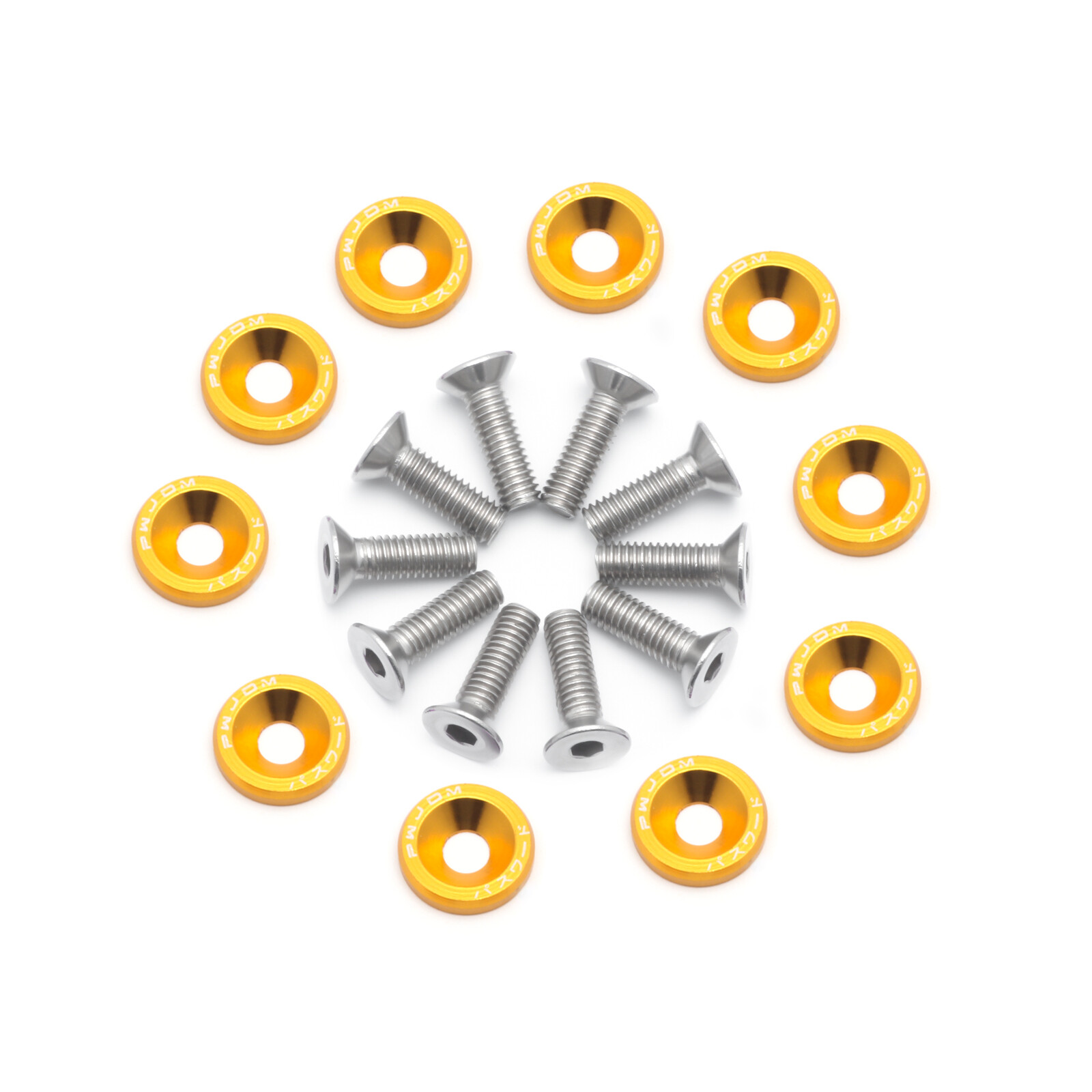 10x JDM Billet Aluminum Alloy Fender Bumper Washer Engine Bay Screw Bolts Kits