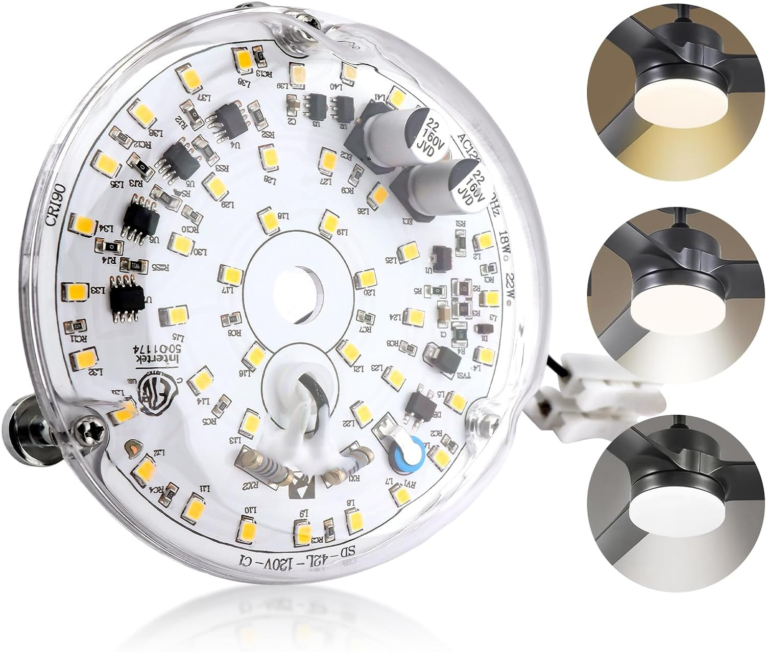 4 Inch Ceiling Fan LED Light Replacement 18W 6000K Retrofit Kit