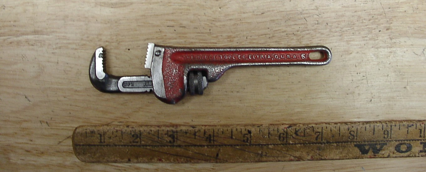 Vntg Ridgid Heavy Duty 6" Pipe Wrench,7/16" Jaws,1" Capacity,VGCm,L@@K! & READ!