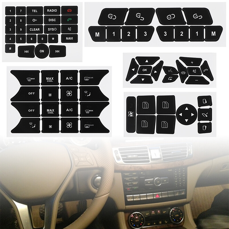 Button Repair Kit Window Switch Sticker For Mercedes Benz A B ML350 E350 2010-14