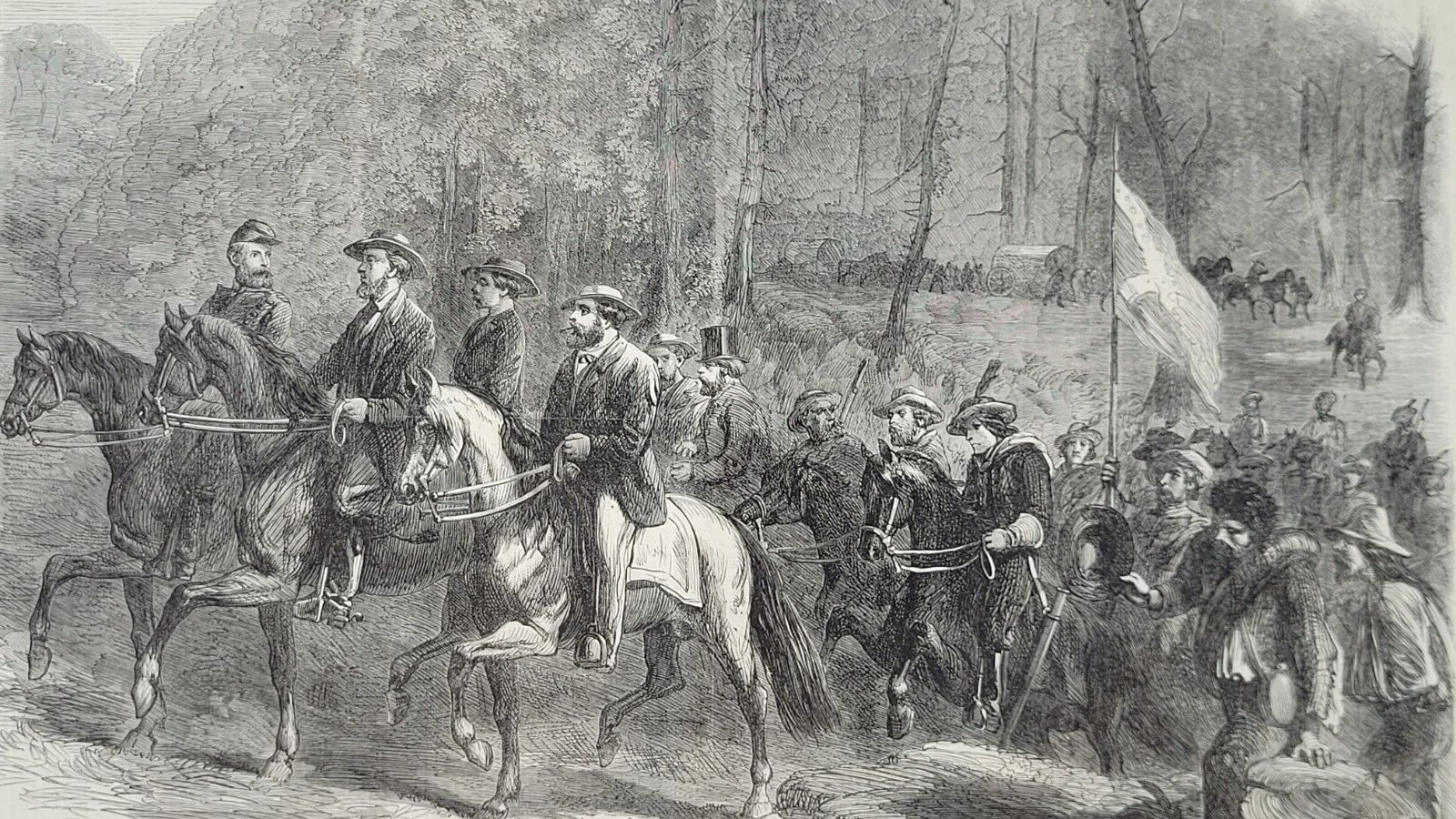 Flight of Jefferson Davis 5 days before capture  1865  great  rare vintage print