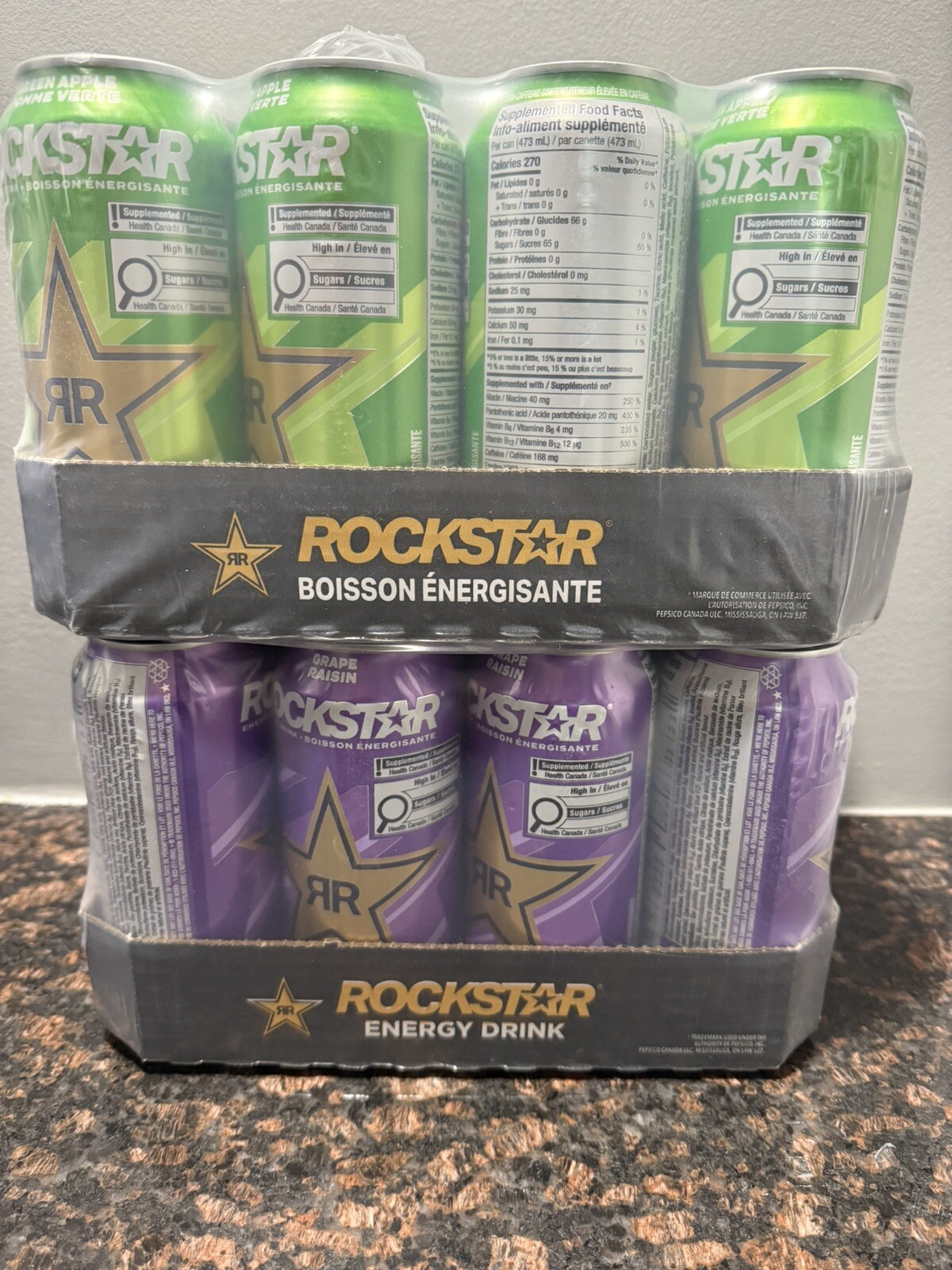 Rockstar Revolt Grape Energy Drink 16oz Each 12 Cans And Revolt Green Apple