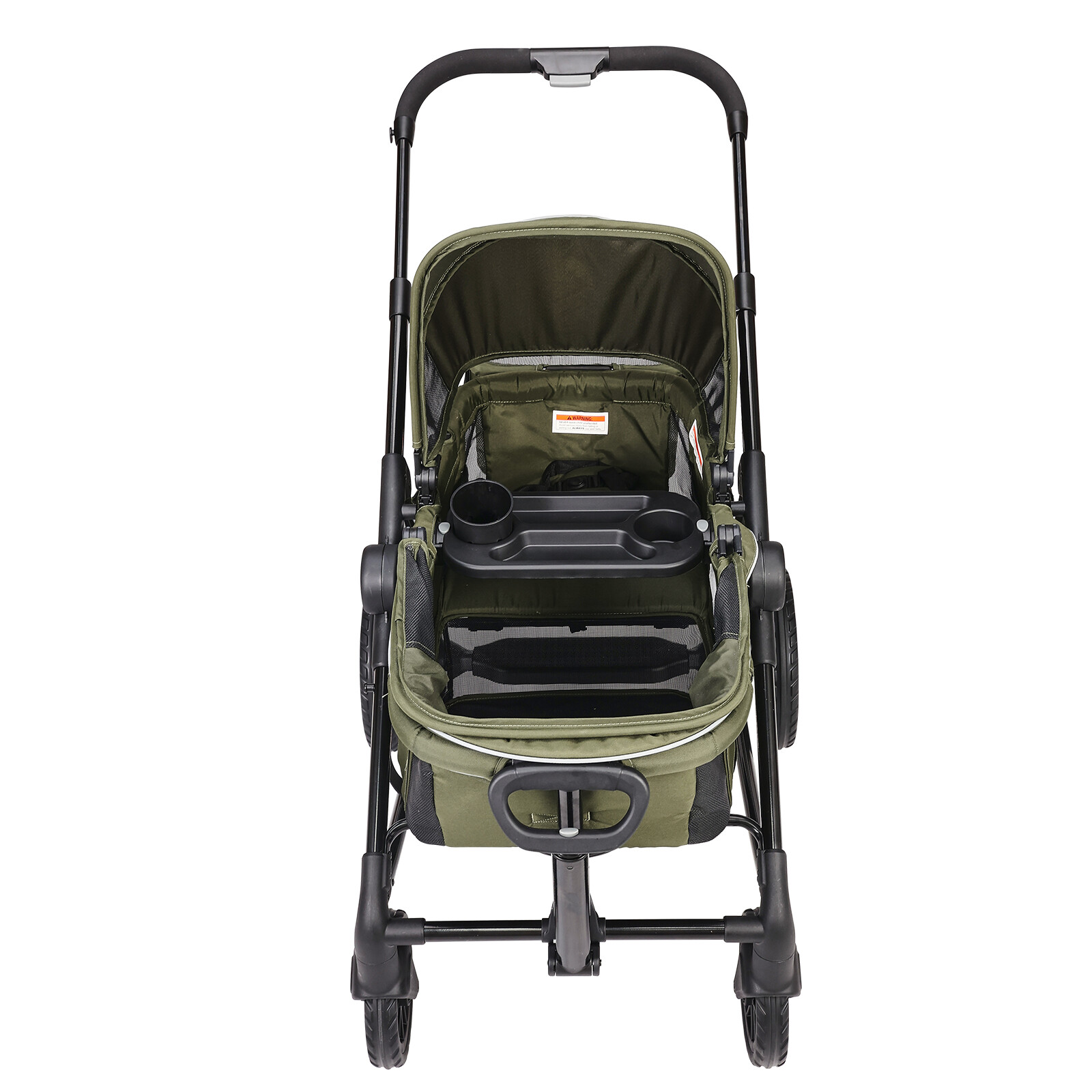 VEVOR All-Terrain Stroller Wagon 2 Seats Collapsible w/ Canopy Dark Olive Green