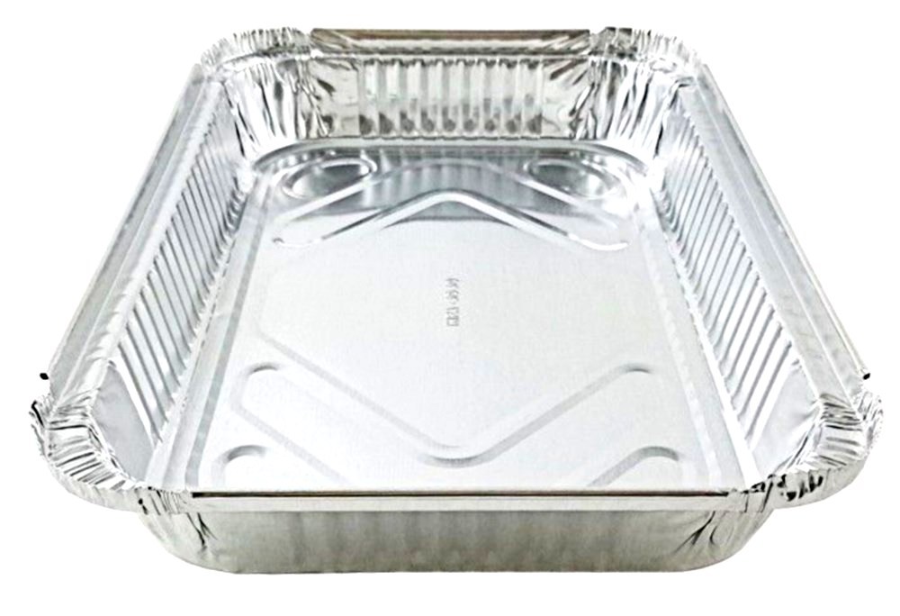 4 lb. Oblong Aluminum Entrée / Dinner Take-Out Pan w/Board Lid 50/PK