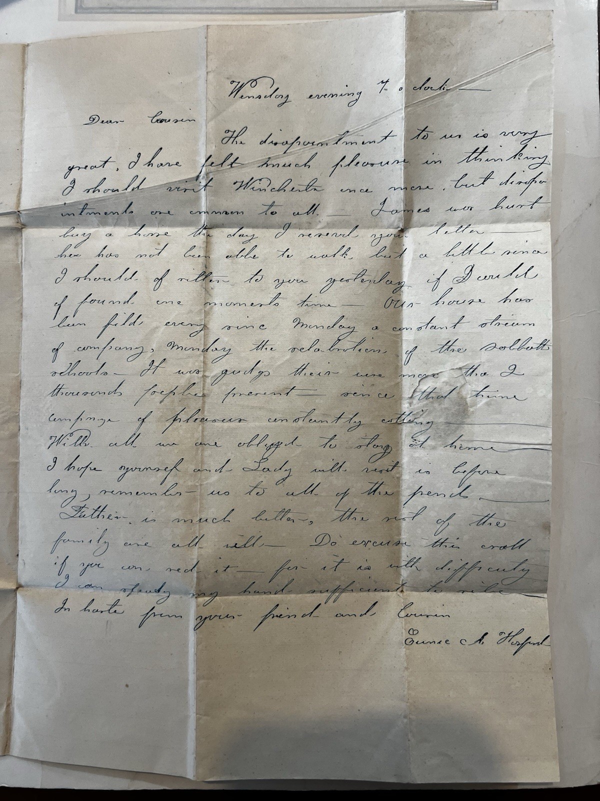 Vintage Handwritten Personal Folded Letter 19th Early 20th Family ALS