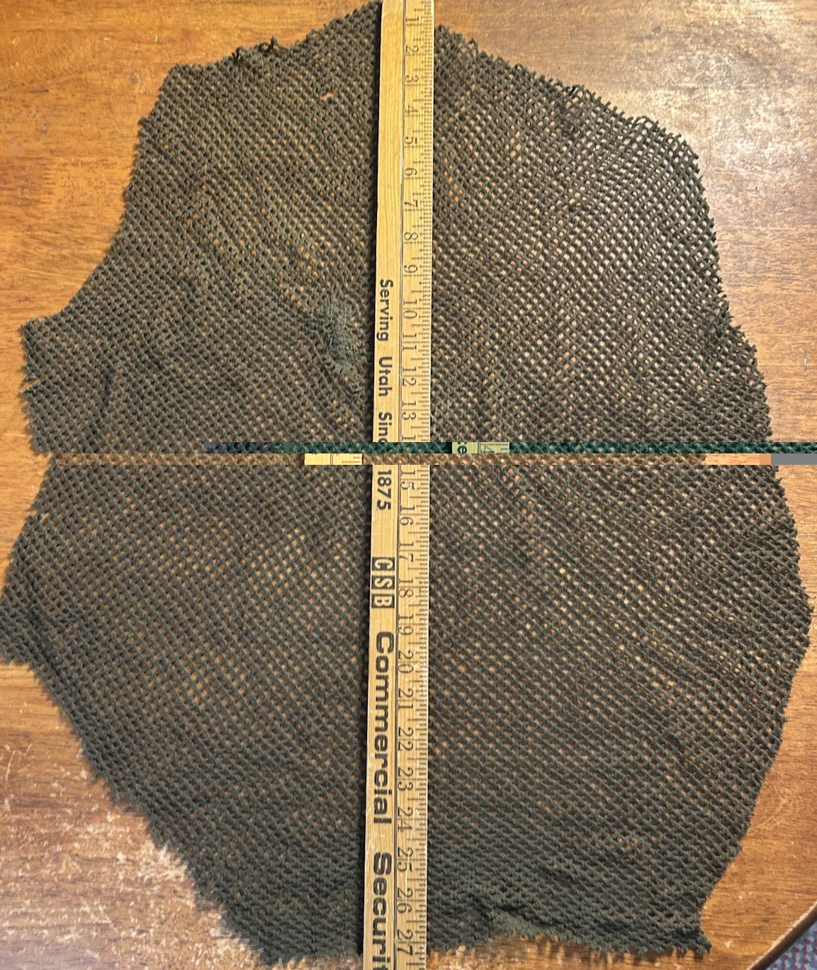 ORIGINAL WWII Woven Square Pattern M1 Helmet Net from US GI OD Camo Shrimp Net 2