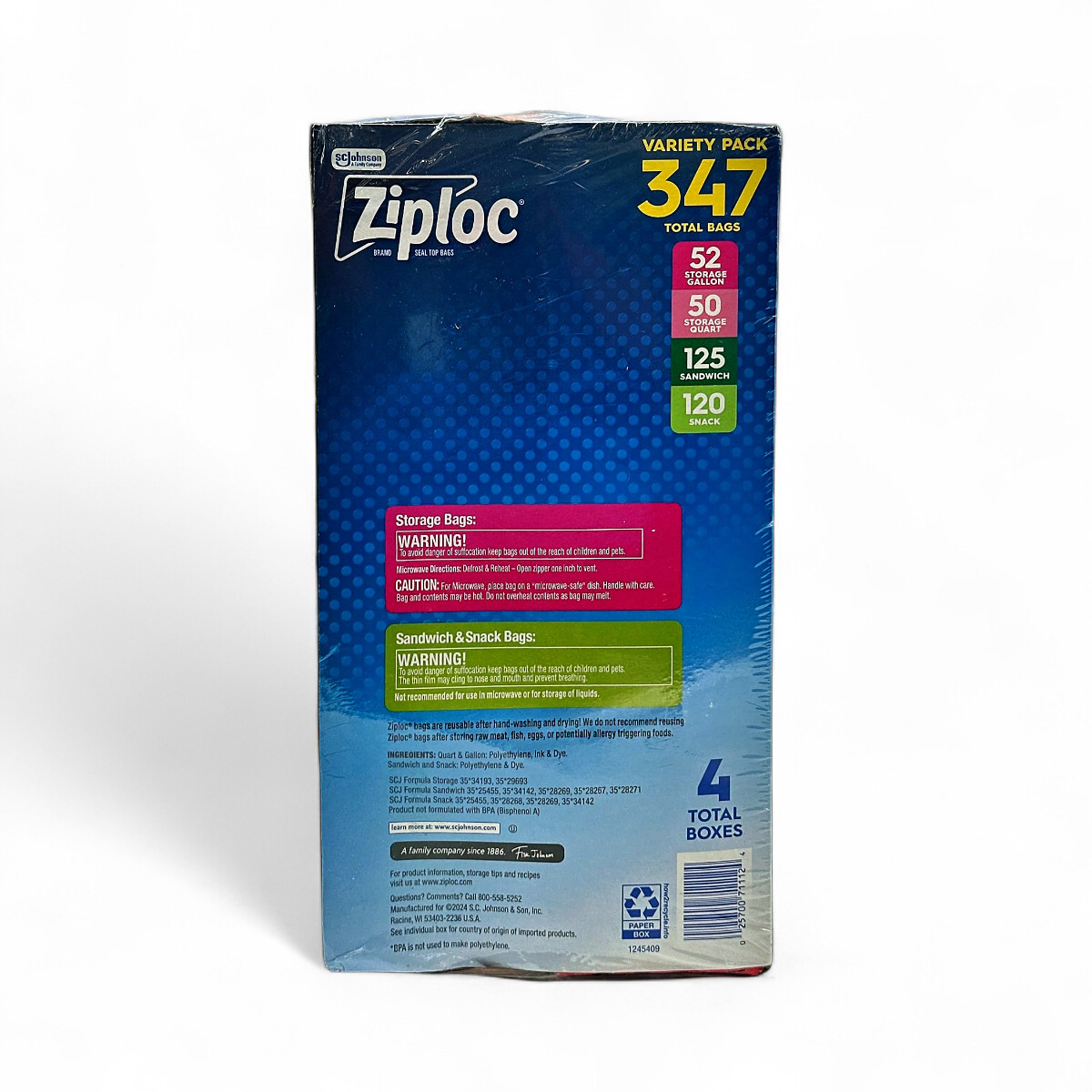 Ziplock Seal Top Bags Variety Pack 347-Count Clear