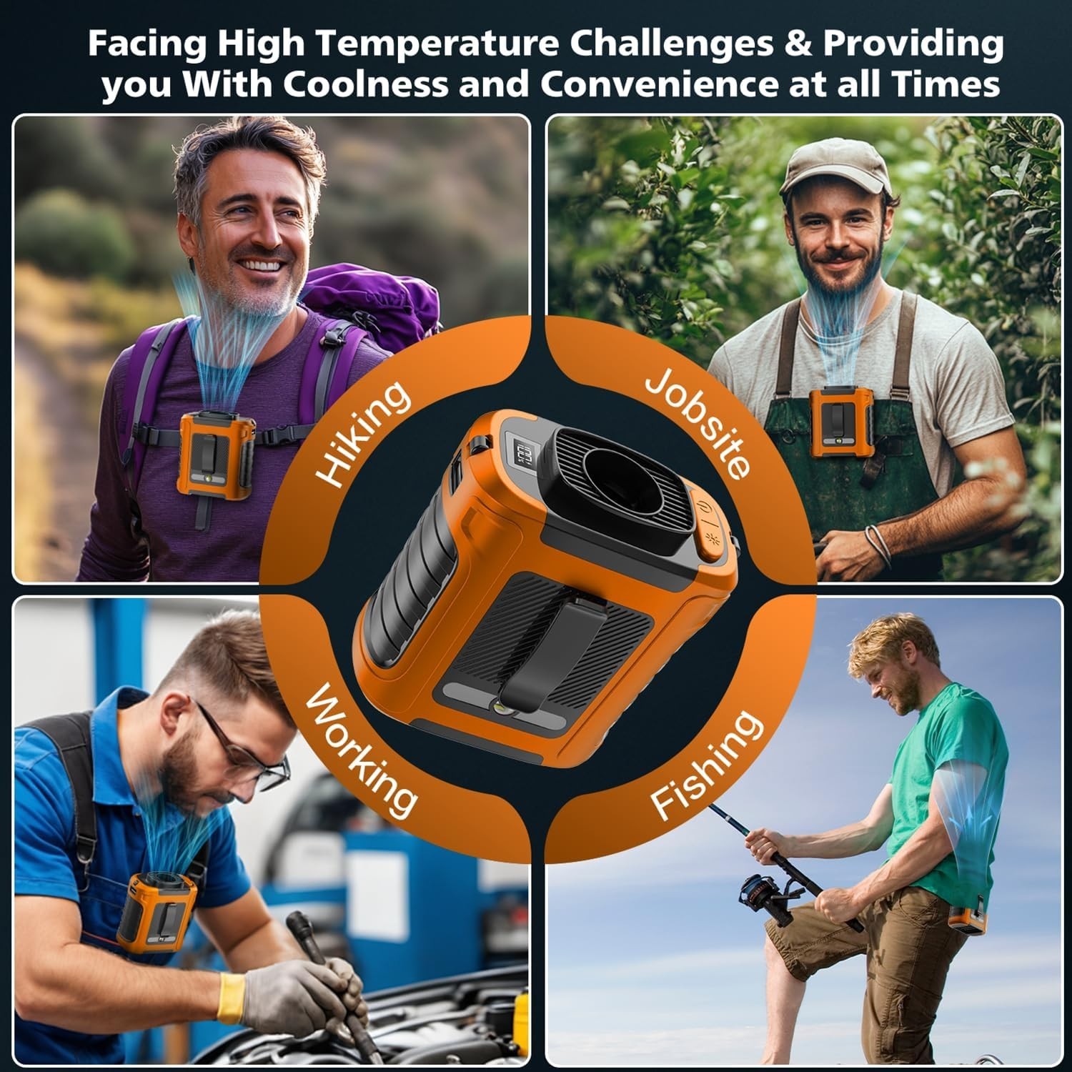 Personal Portable Waist Clip Fan USB Rechargeable Neck Hanging Air Conditioner