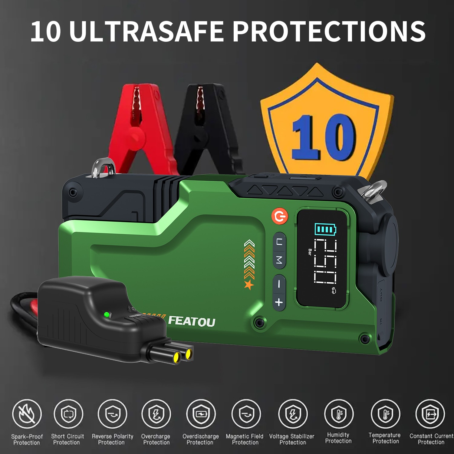 9000A Car Jump Starter with Air compresso Power Bank Battery Charger Portable US