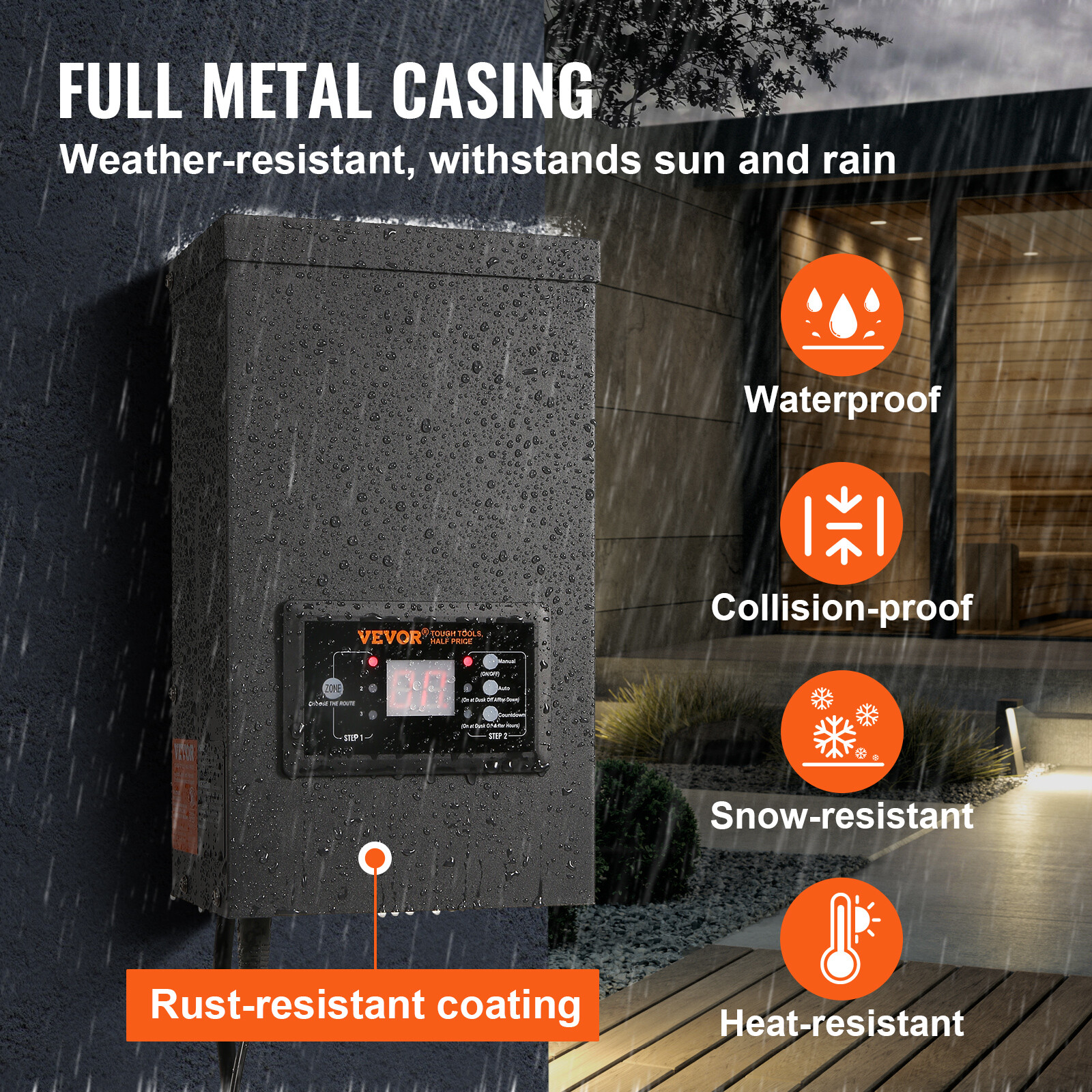 VEVOR 300W Low Voltage Landscape Transformer with Timer and Photocell Sensor