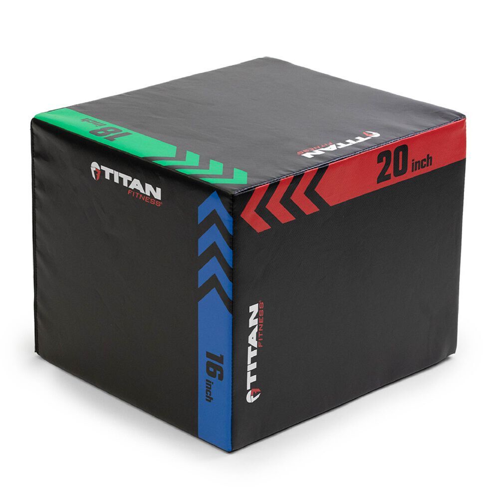 Titan Fitness Heavy Foam Plyometric Box, 16in 18in 20in, 3-In-1 Pro-Duty