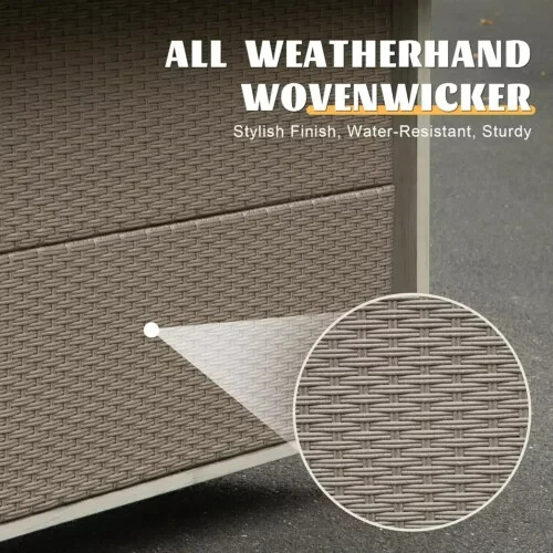 Domi Outdoor Home Bar Unit,Wicker Bar Table with Aluminum Frame,Grill Table