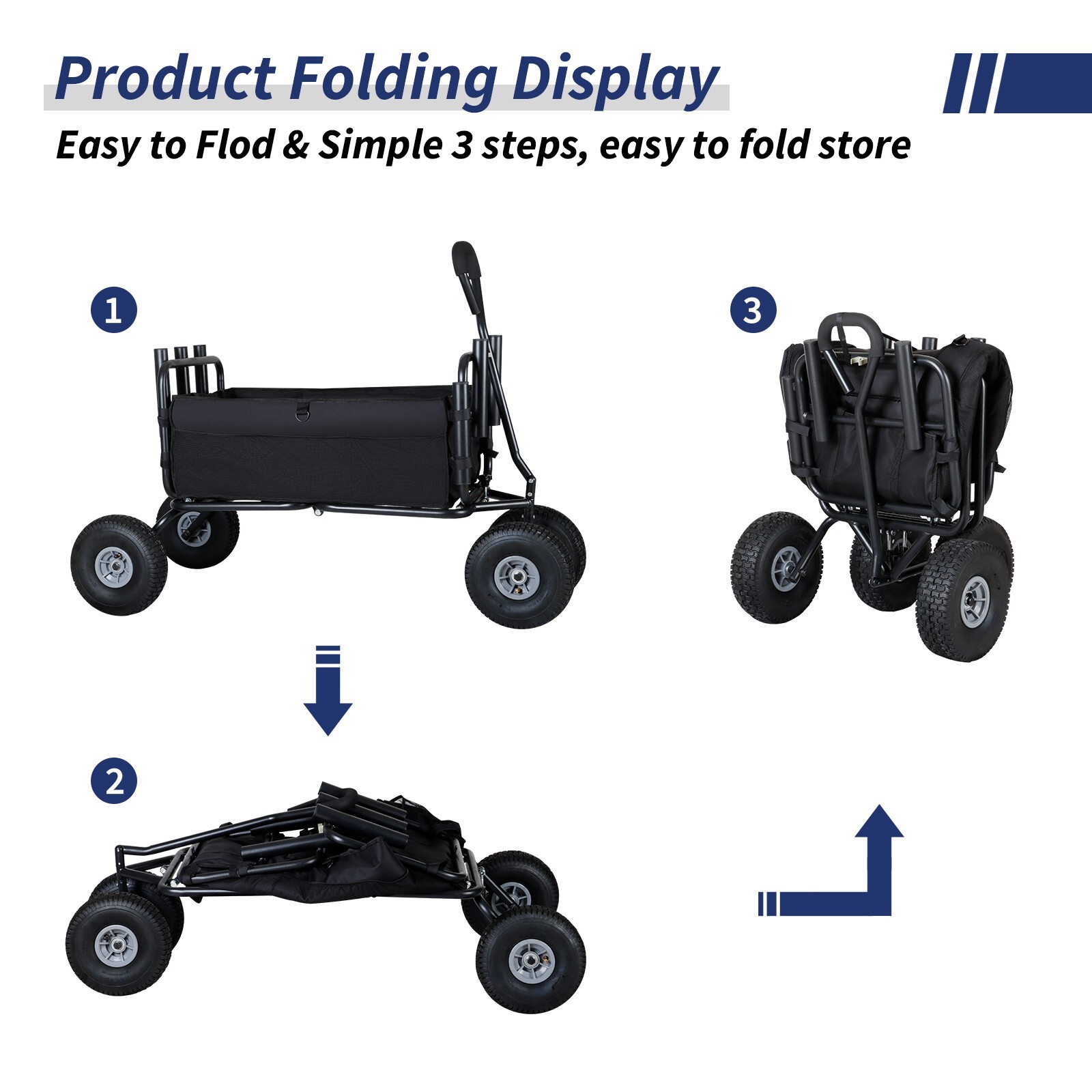 Collapsible Fishing Cart for Sand Beach Wagon Heavy Duty Garden Cart