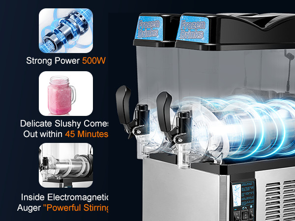 Ginkman Commercial 2 Tanks 24L Frozen Drink Slushy Making Machine Smoothie Maker