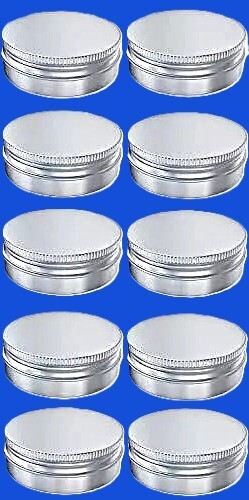 10 Aluminum Round Cans w Lid 2 oz Metal Tins Food Candy, candles trinkets Etc