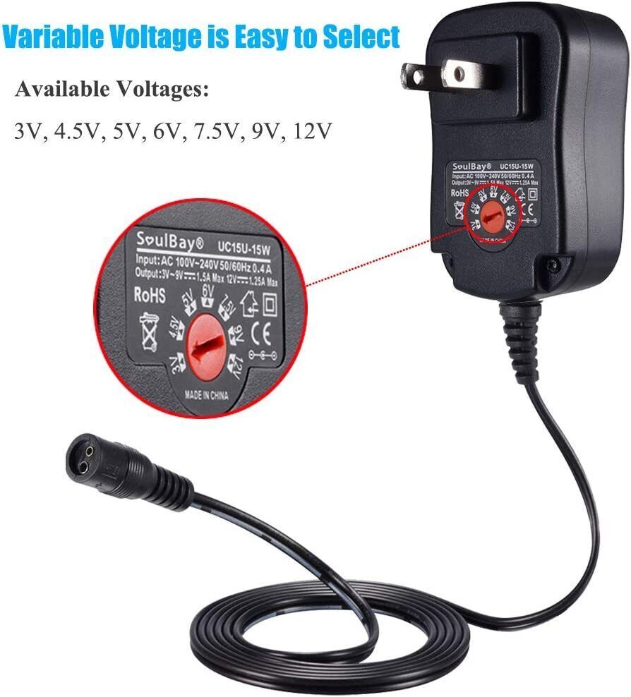 Universal AC to DC 3V~12V Adjustable Power Adapter Supply Charger Electronics