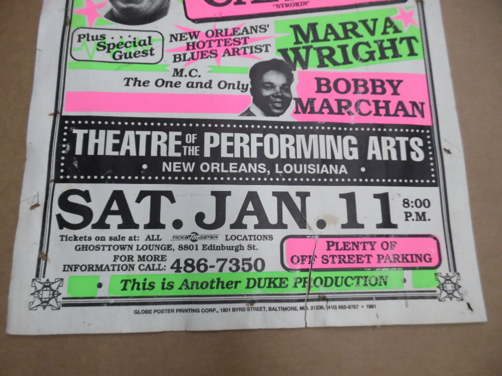 Vintage Tyrone Davis Clarence Carter R&B Blues Soul Concert Poster New Orleans