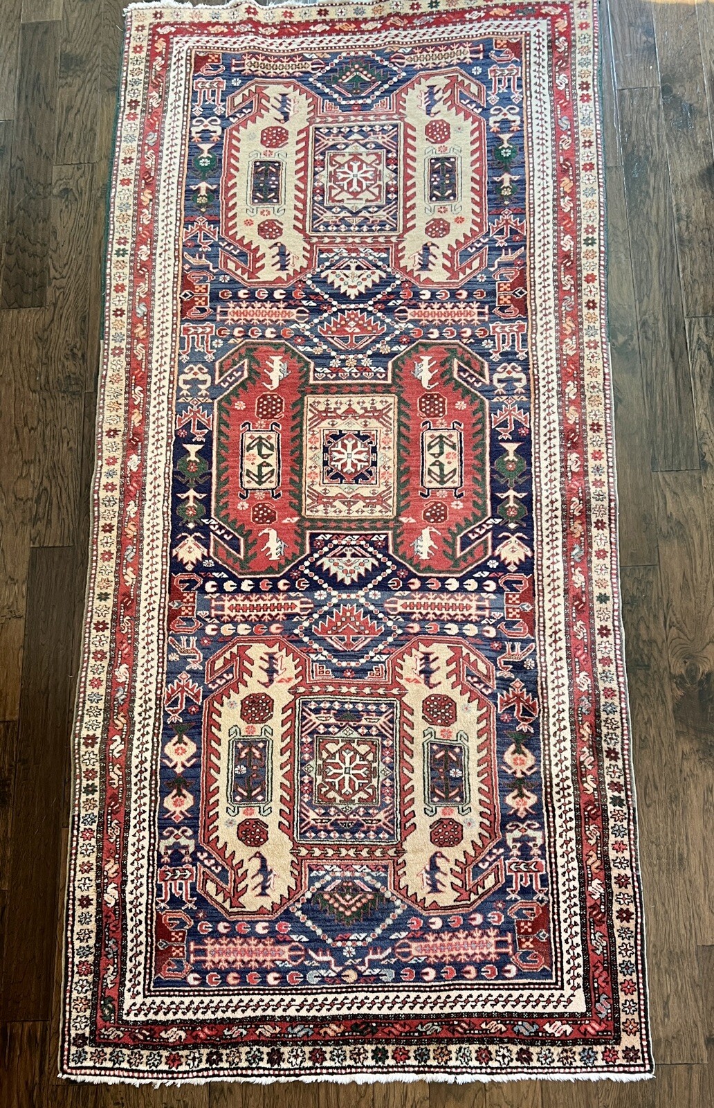 Vintage Geometric Meshkin 10 ft Runner Rug Hand-knotted Traditional/Transitional