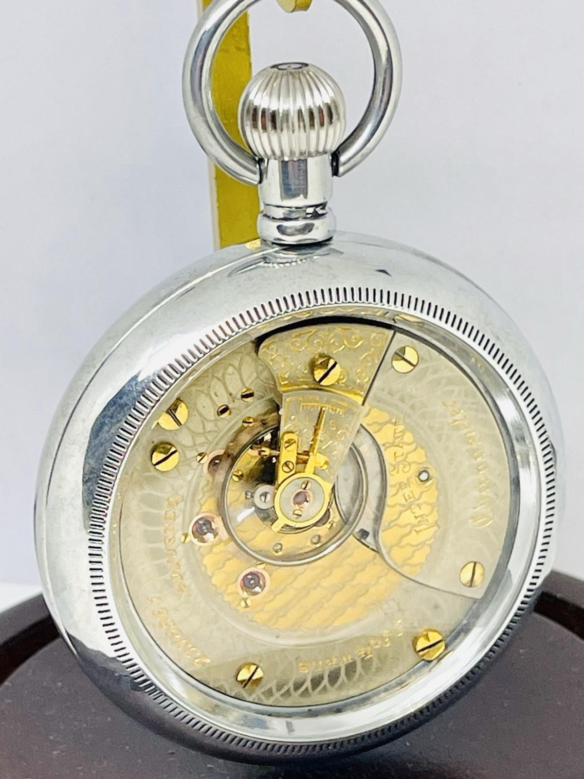 FINALLY Size 18S Railroad Display Pocket Watch Lever Set Case - Silver Plated