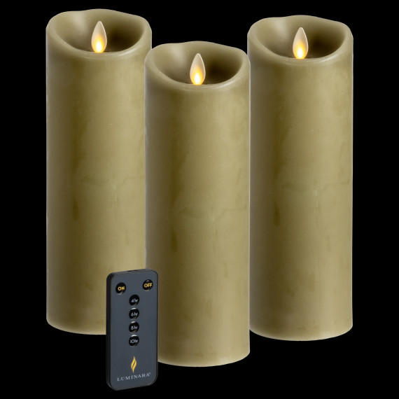 Luminara 3-Piece Flameless 8.5" Pillar Candle Set with Remote