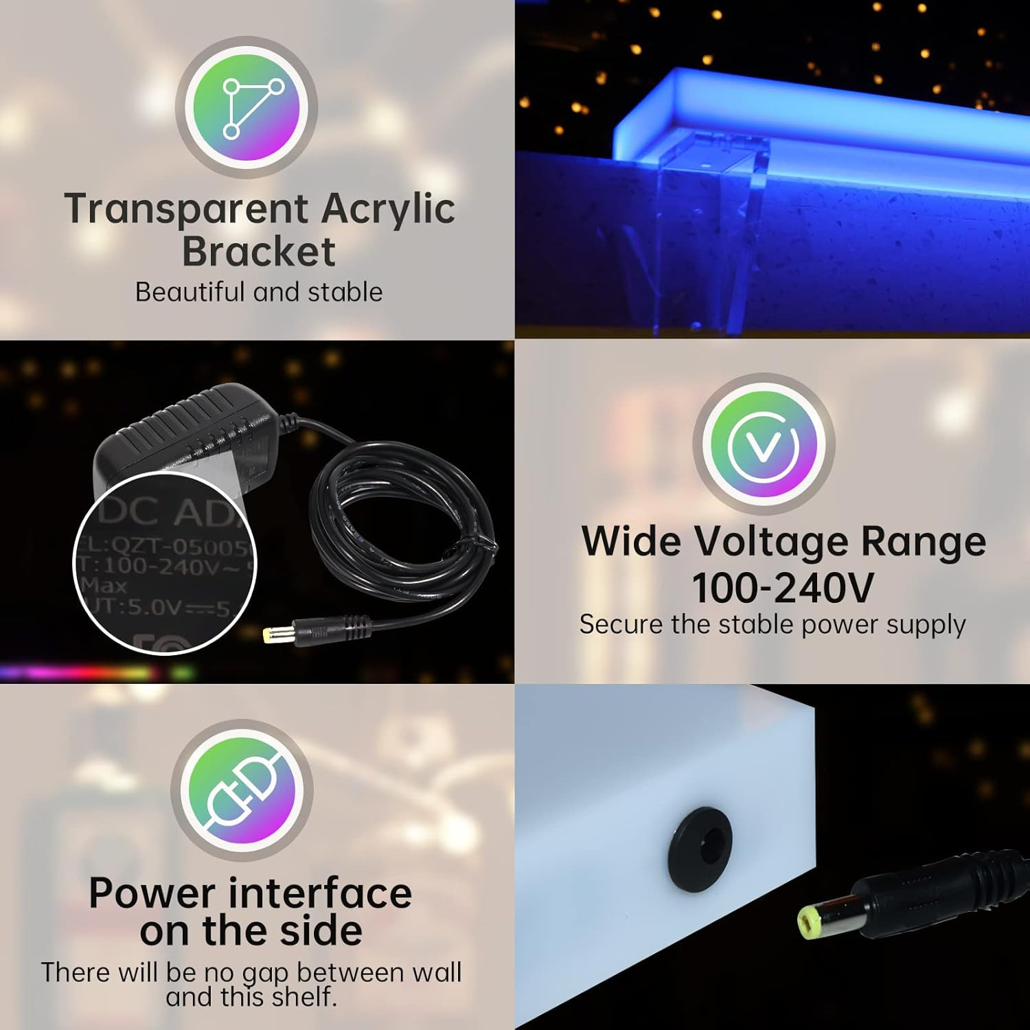 32" LED Wall-Mounted Liquor Bottle Shelf with Remote & App Control