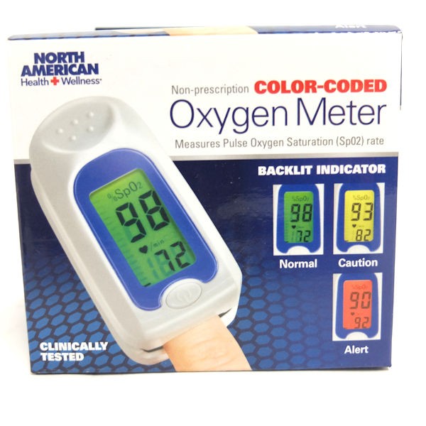 North American Health & Wellness Color-Coded Finger Oxygen Meter