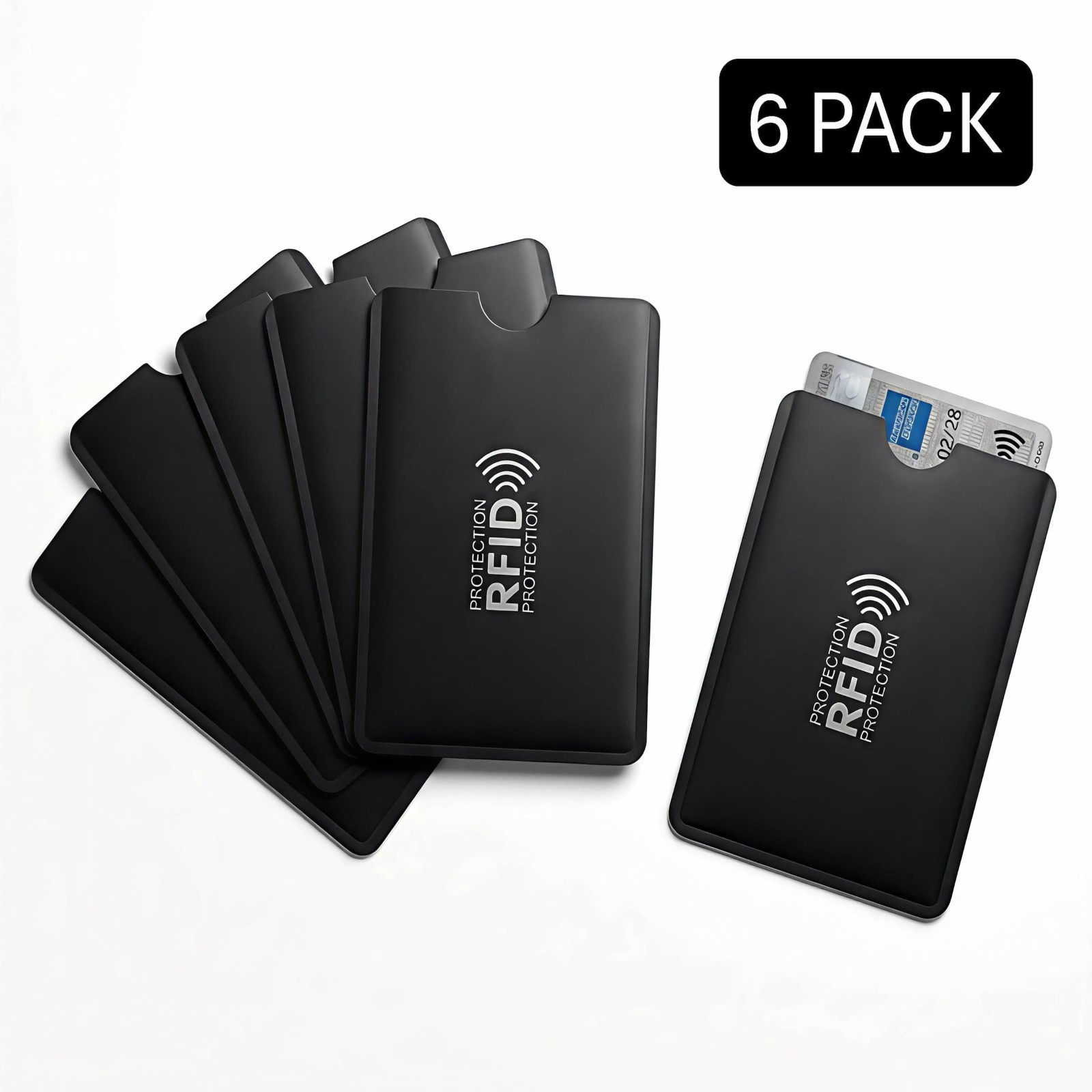 RFID Blocking Sleeve for Credit ID Card - Aluminum NFC Protector Holder (6 Pack)
