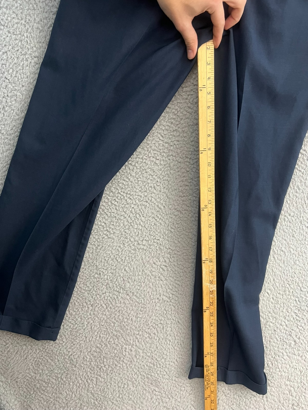 Vintage L.L. Bean Pants Men's 32W (Fits 32x30) Blue Wool Pleated Casual Preppy