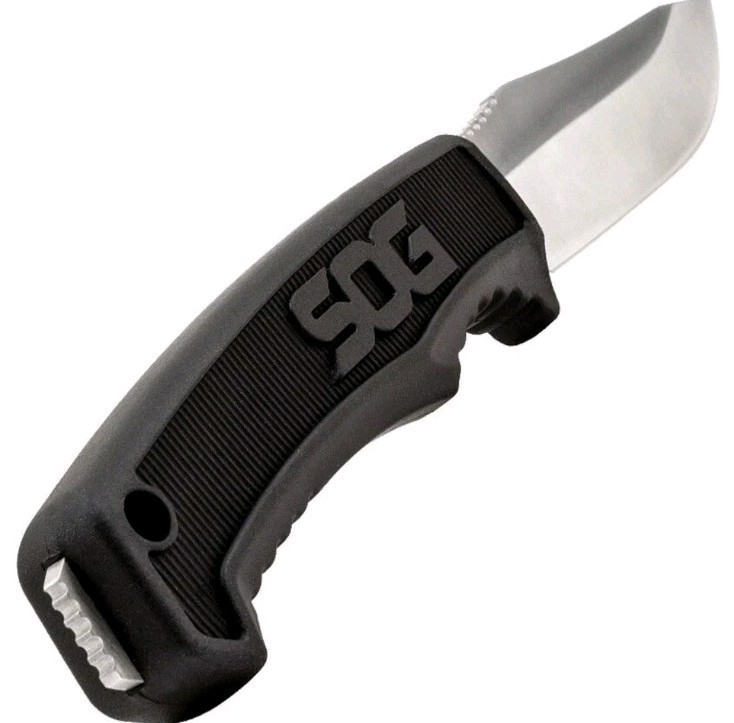 SOG Field Fixed Blade Knife 7Cr17MoV Steel Full Tang w/ Sheath Black TPR 4"