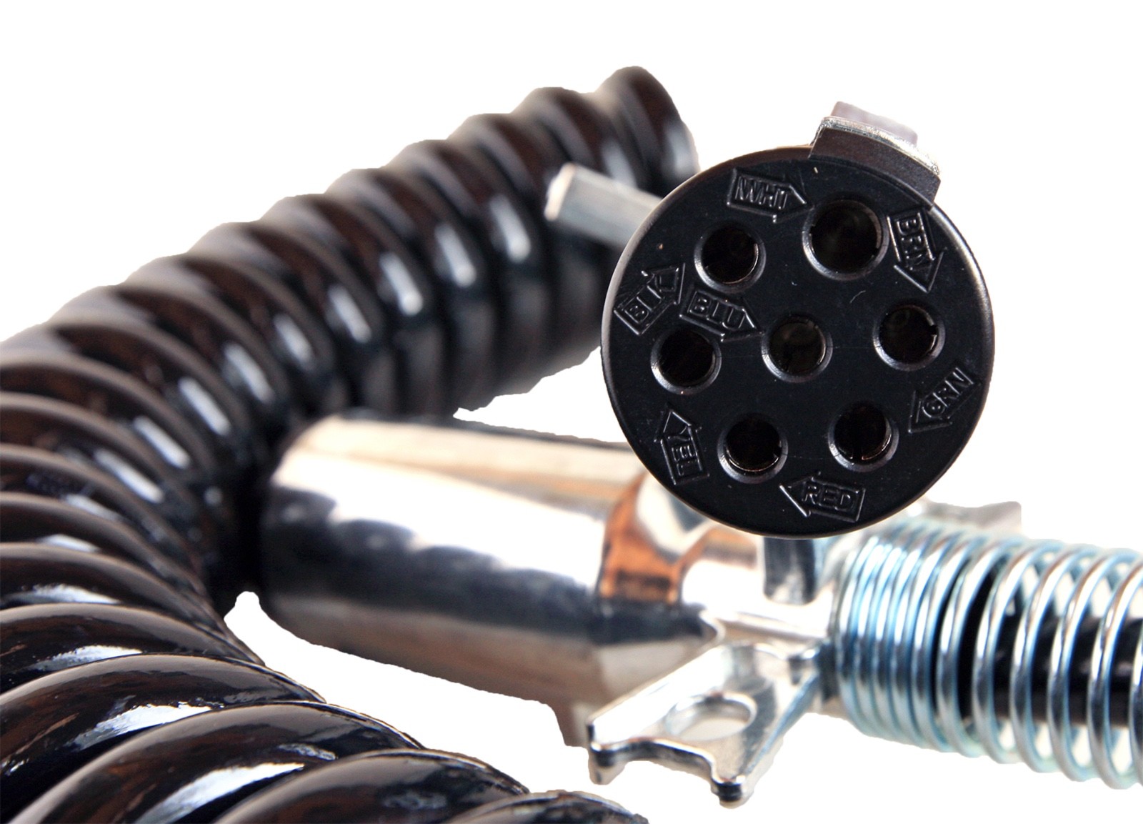 Road Superior 15 ft Coiled Non-ABS 7-Way Electric Cable with 2 x 12" Leads