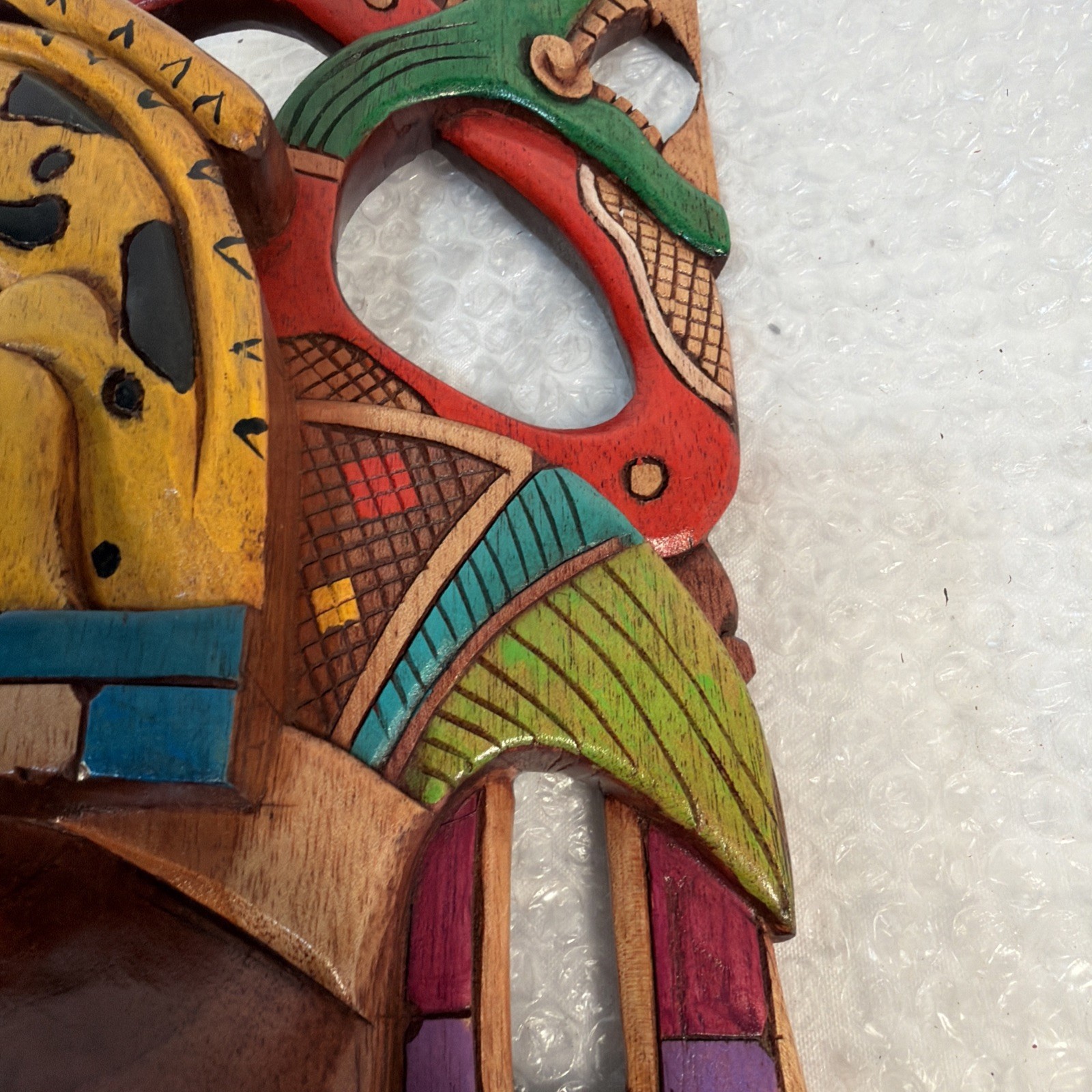 Hand-Carved Wooden Mayan Mask From Mexico