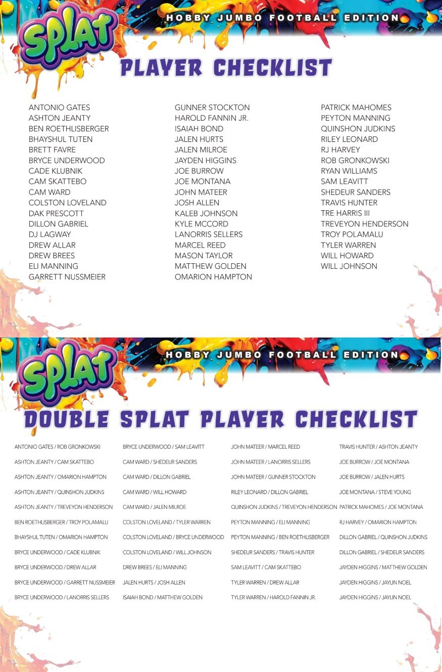 2025 WILD CARD SPLAT FOOTBALL FACTORY SEALED HOBBY JUMBO BOX