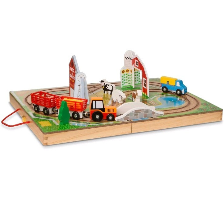 Melissa & Doug Wooden Take-Along Farm 17-Pieces Portable New toddler toy