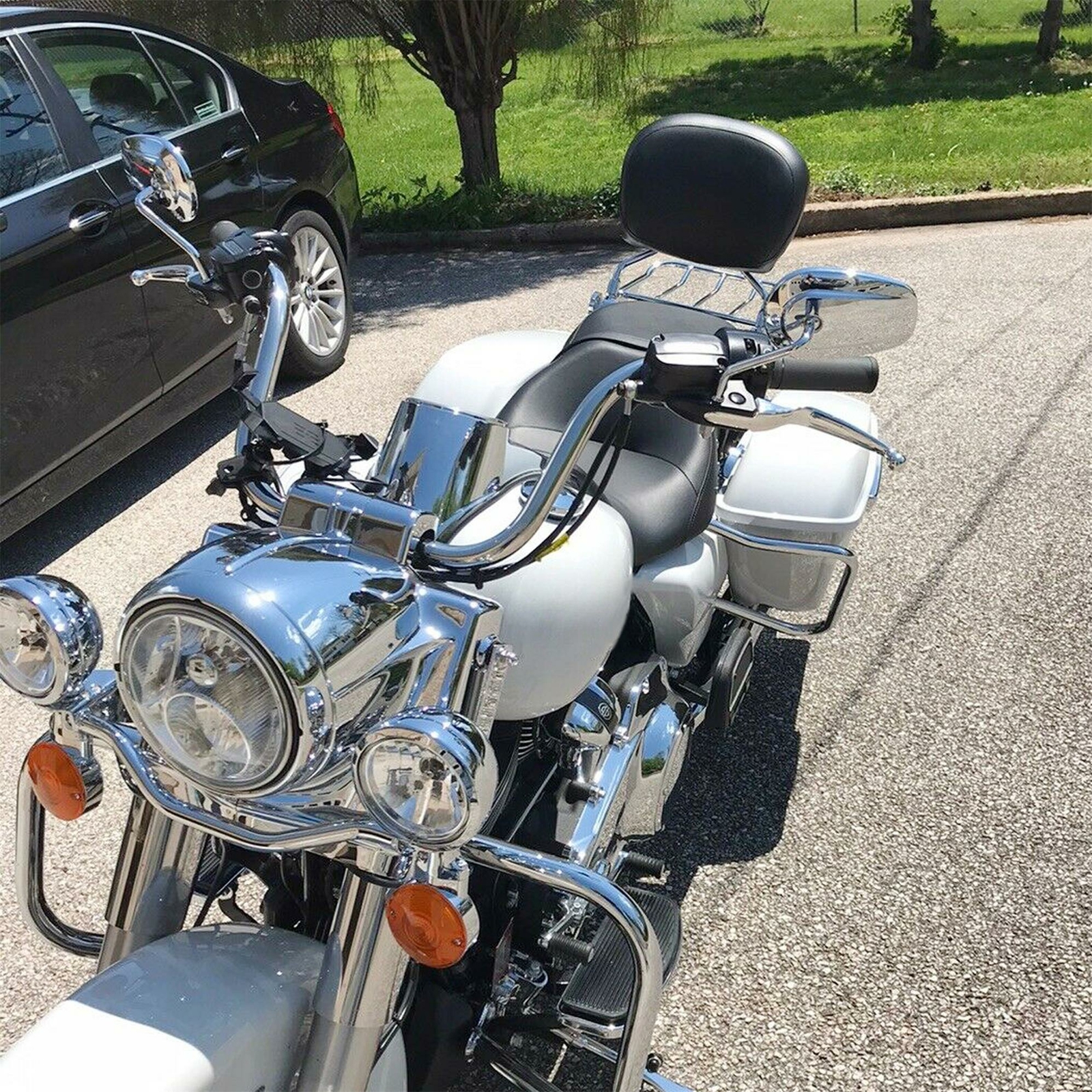 Adjustable Sissy Bar Backrest Luggage Rack For 09-24 Harley Road Electra Glide