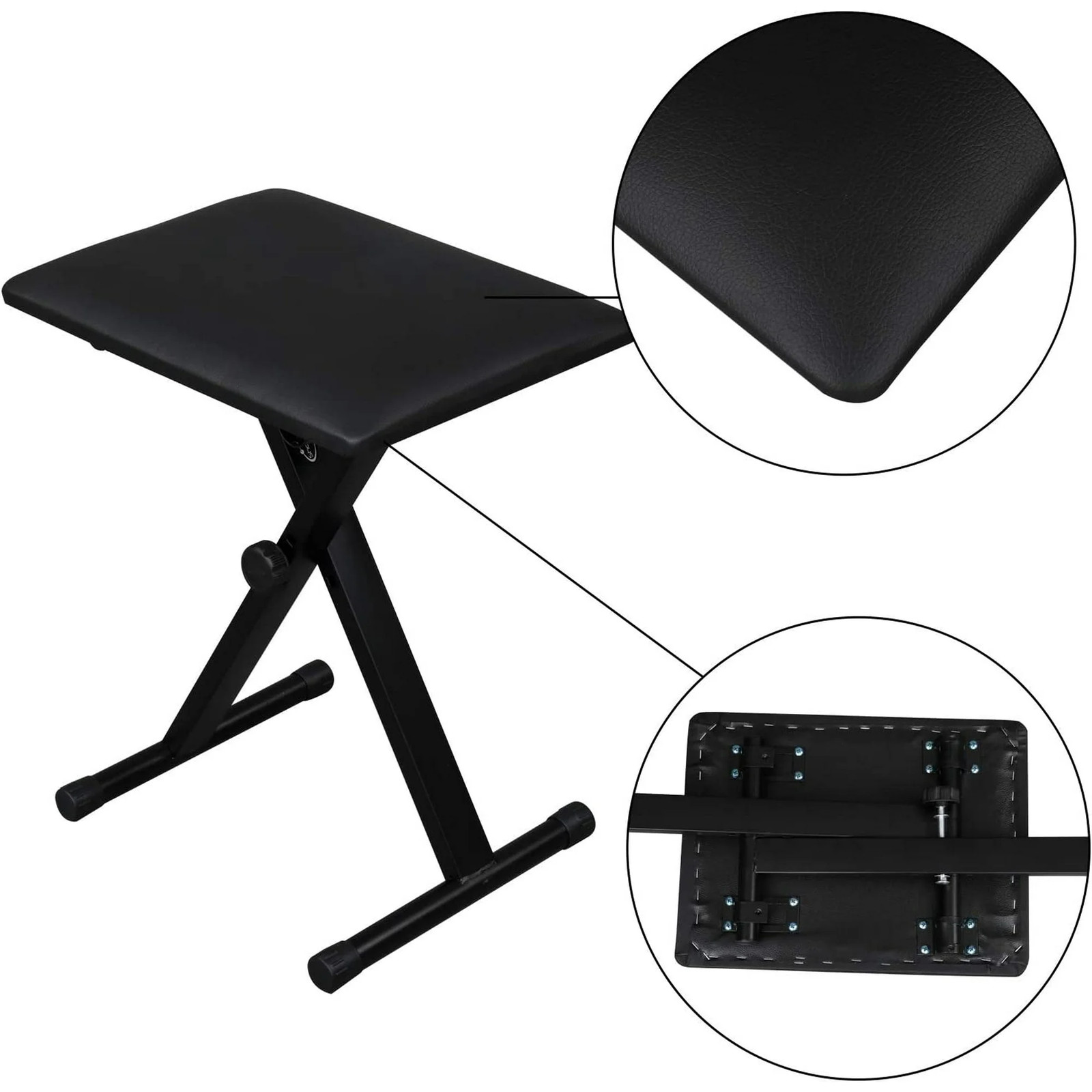 Double X Keyboard Bench and Stand Set with Lockable Straps for 49 61 76 88 Keys