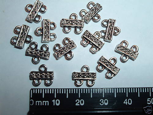 AL839 10x3mm Pewter 2 Loop CONNECTOR BAR LINK-SILVER-10