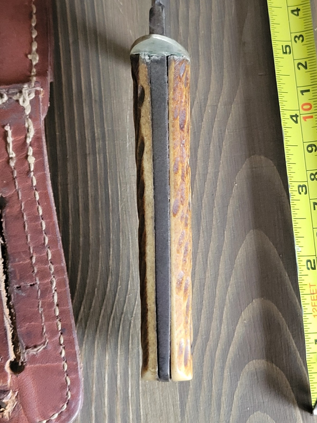 Krane Brand M. Klaas England knife with sheath, used vintage item