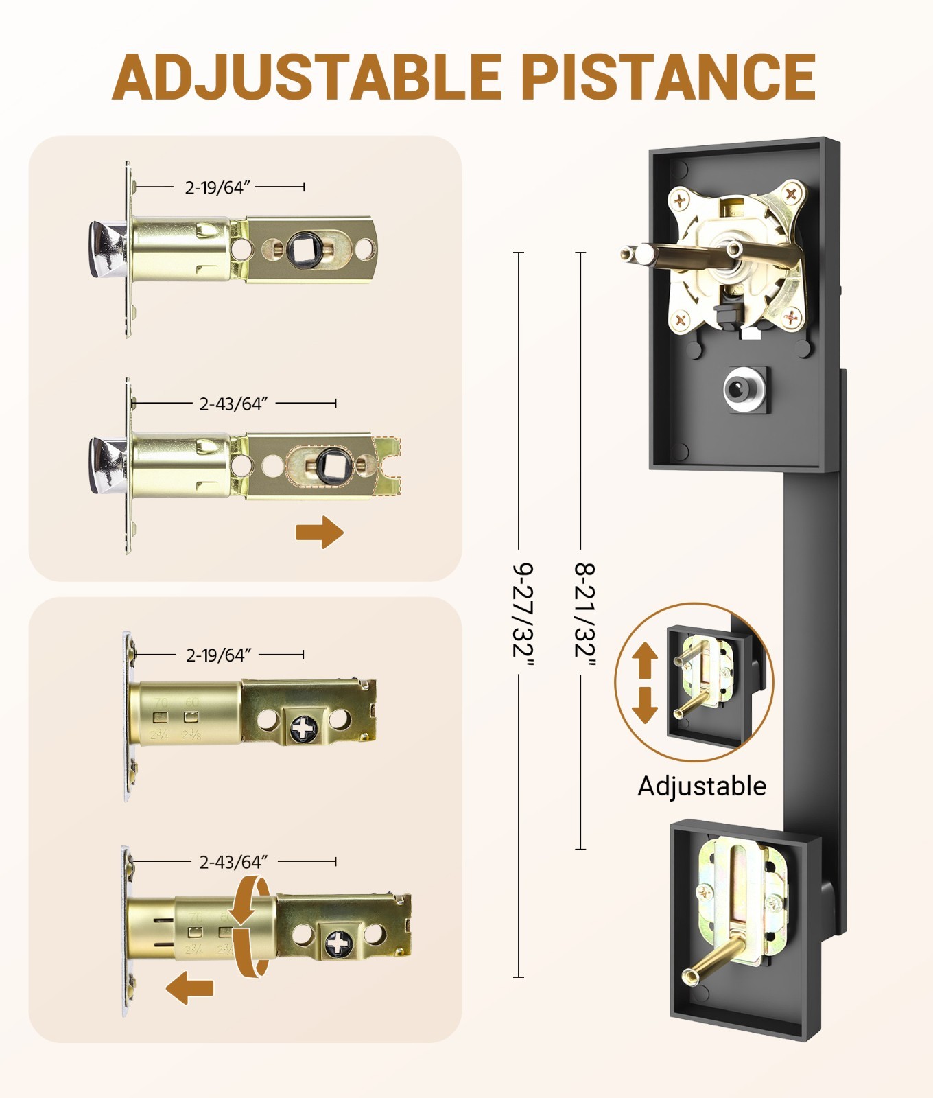 Exterior Door Handle with Deadbolt, Matte Black Front Door Lock Set, Reversible