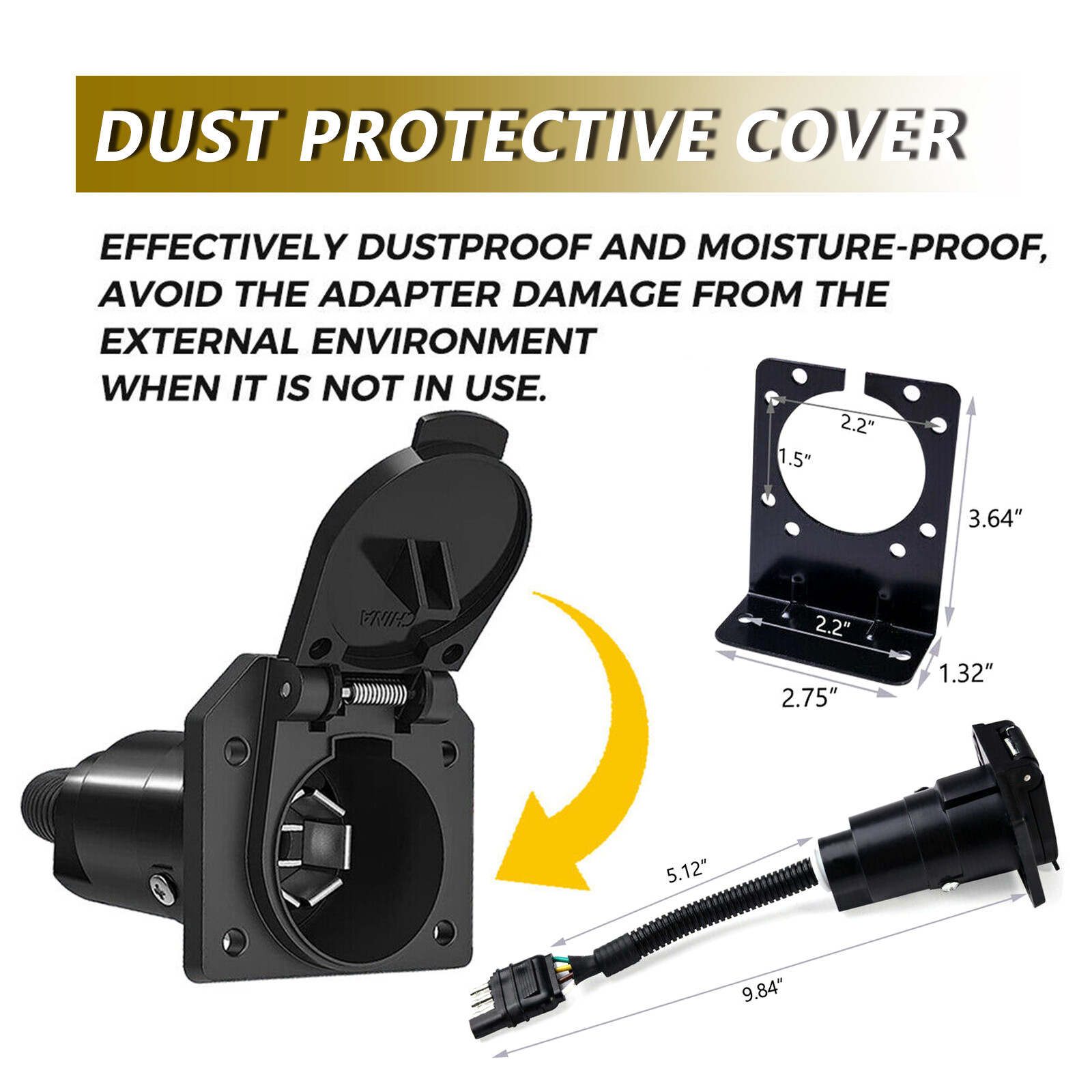 4 Flat to 7-Way Blade Trailer Tow RV and 4-Way Plug Connector Adapter Wire Truck