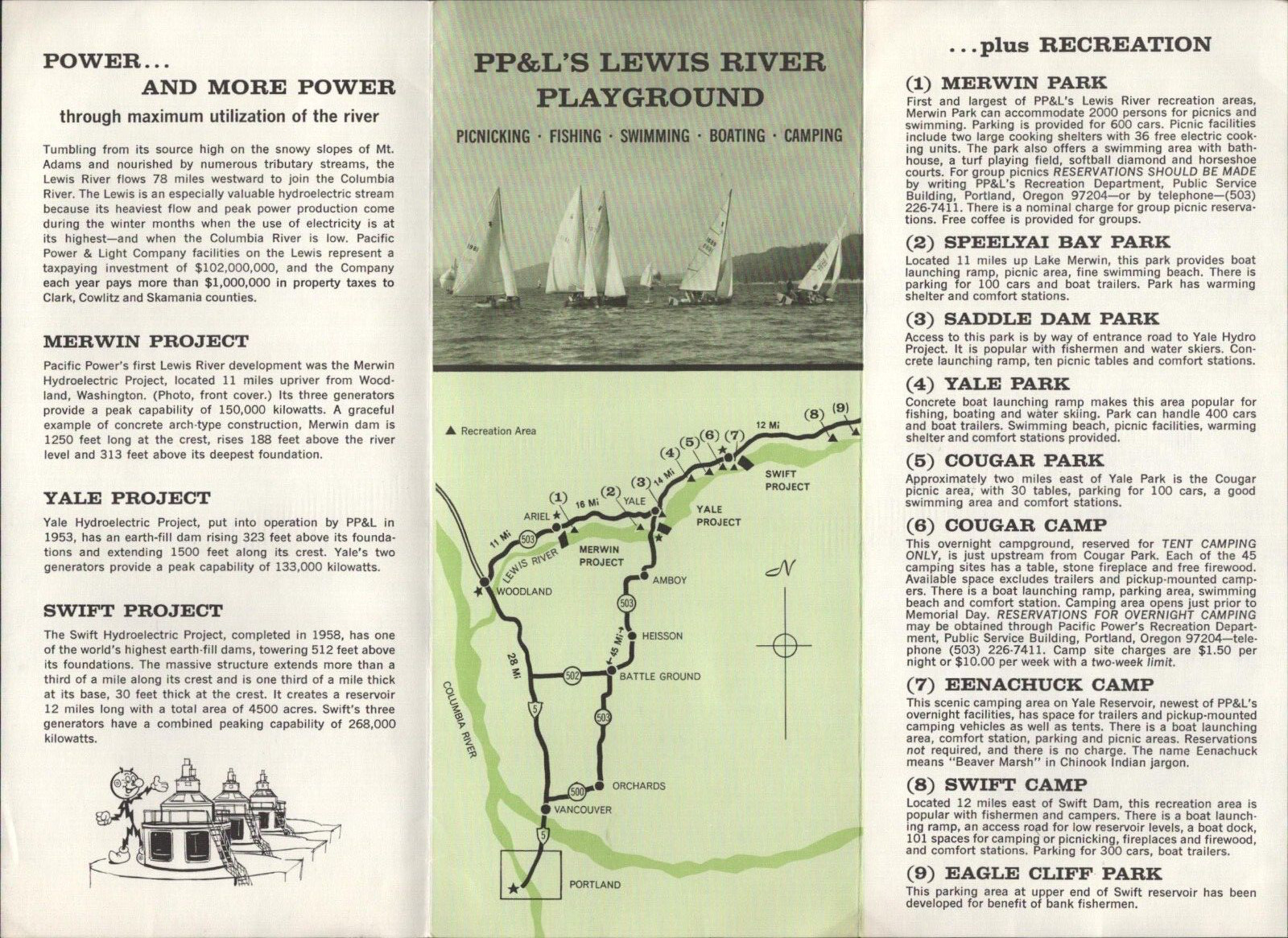 1969 PACIFIC POWER & LIGHT COMPANY vtg Lewis River Dam brochure REDDY KILOWATT