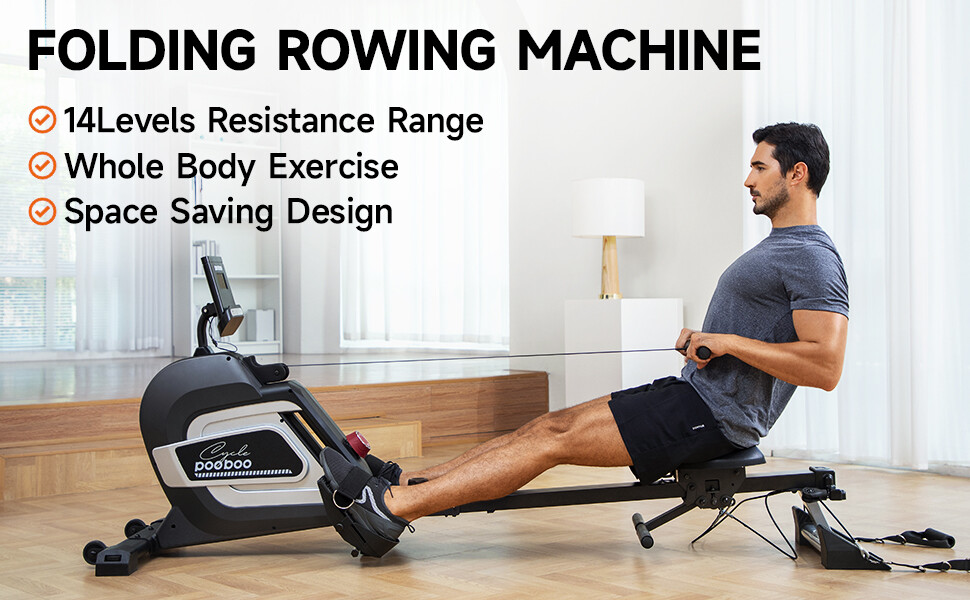 Magnetic Rowing Machine Bluetooth Rower Machine for Home Cardio Training Machine