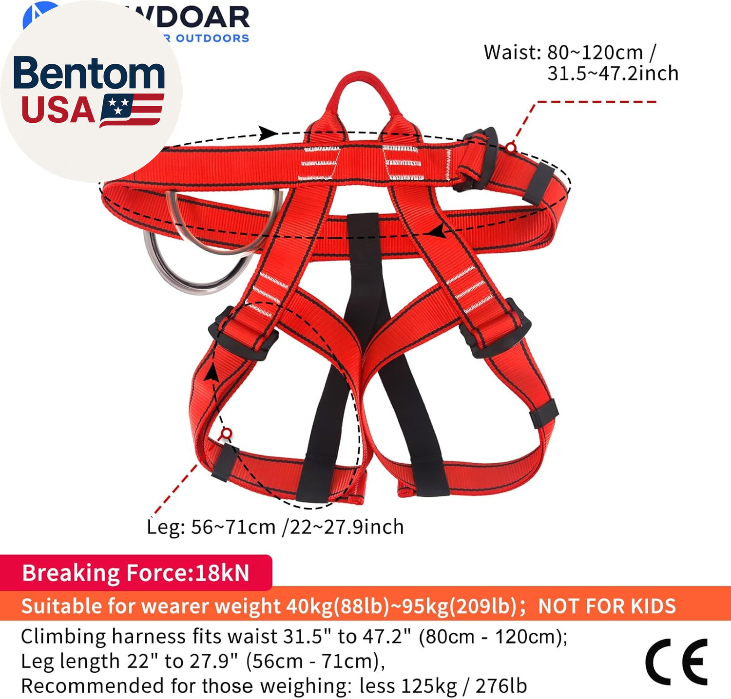Climbing Harness, Mountaineering Rock Climbing Harness, Half Body Harness for Ra